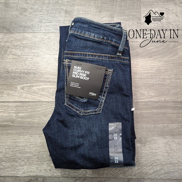 Silver Jeans Co Suki Curvy Fit Mid Rise Slim Boot Jeans Size 25 (2) - Picture 6 of 6